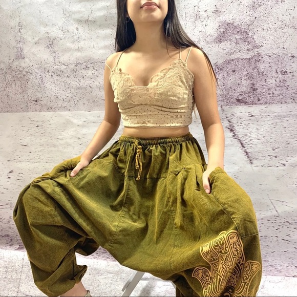 Handmade Stobewashed Ohm Prints Harem Styled Pants - Picture 5 of 7
